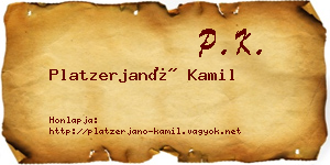 Platzerjanó Kamil névjegykártya